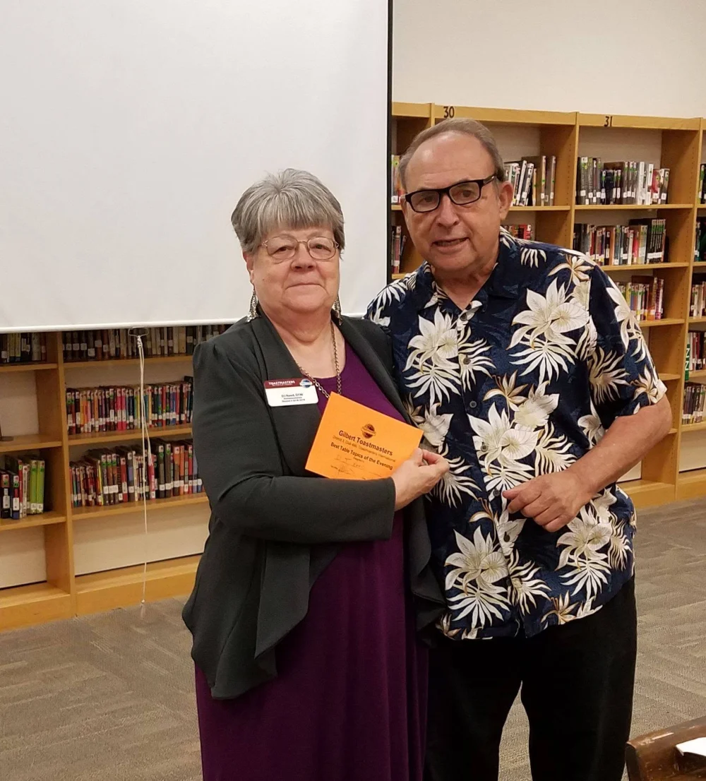 Vince DiFranco and DJ Reed, DTM, at a Gilbert Toastmasters Club #499 meeting